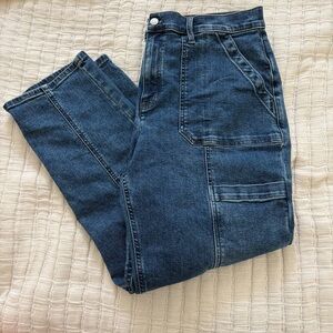 J. Crew Straight Leg Cargo High Rise Denim Jeans Women’s 33